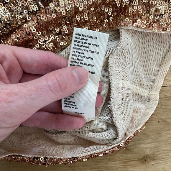 Free People Lights Out Sequin Halter Top in Rose Gold - Picture 5 of 5